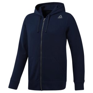 Bluza Z Kapturem Męskie Reebok Training Essentials French Terry Full-Zip Granatowe PL 06SPWJN